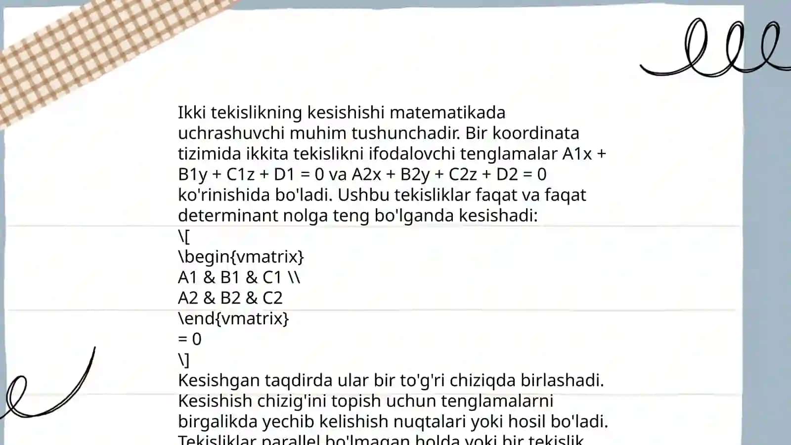 Ikki tekislikning o'zaro perpendikulyarligi 3