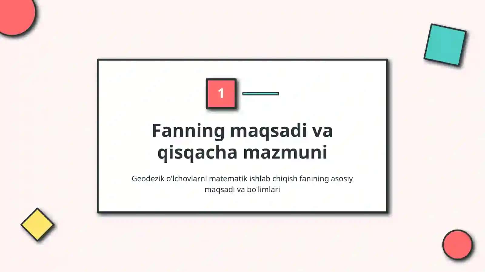 geodezik oʻlchashlarni matematik ishlab chiqish 3