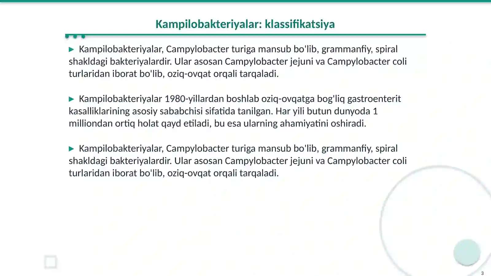 Kampilobakteriyalar, xelikobakterivalar va amaliyotdagi ahamiyati 3