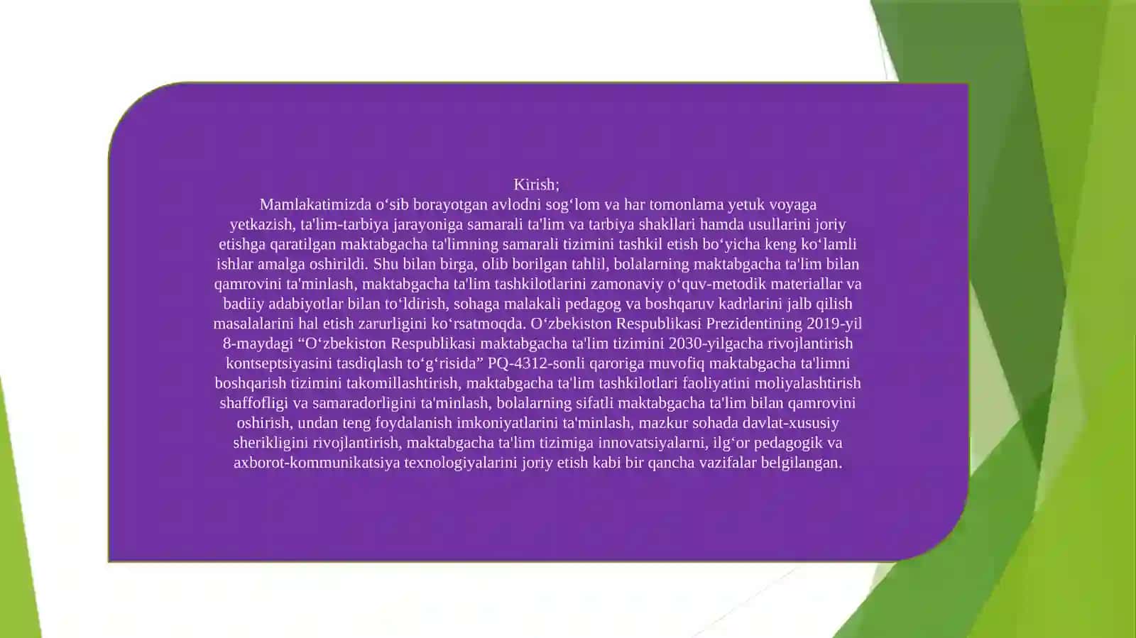 "Maktabagacha ta’lim menejmenti" fanidan bajargan topshirig’i 3