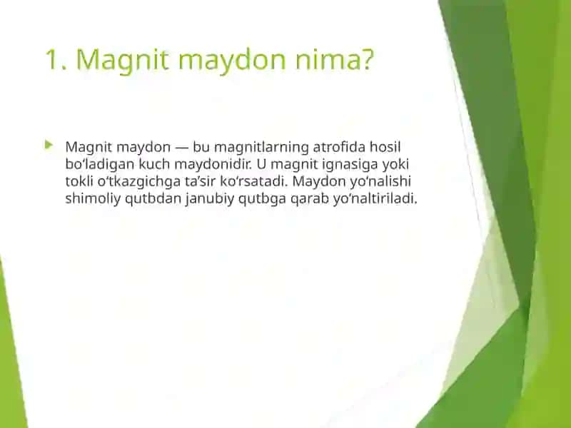 Magnit maydonning tokli o'tkazgichga ta'siri 3