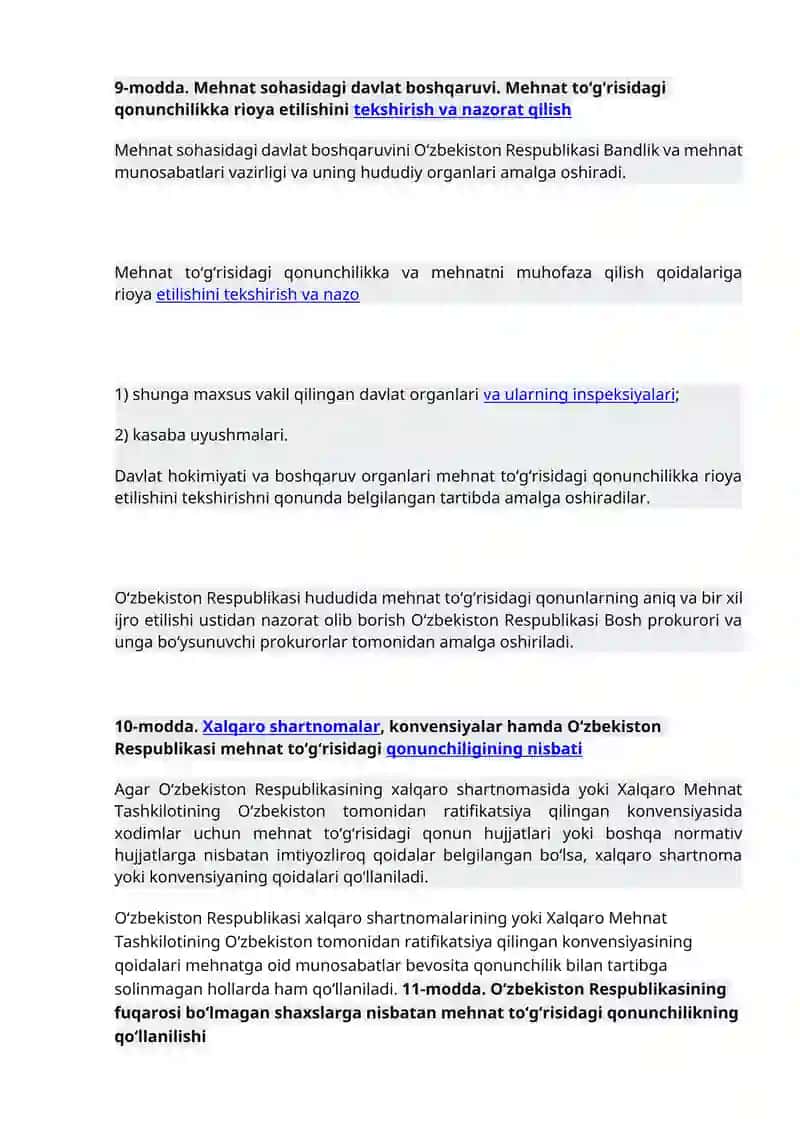 1-modda. Mehnatga oid munosabatlarni tartibga soluvchi normativ hujjatlar 3