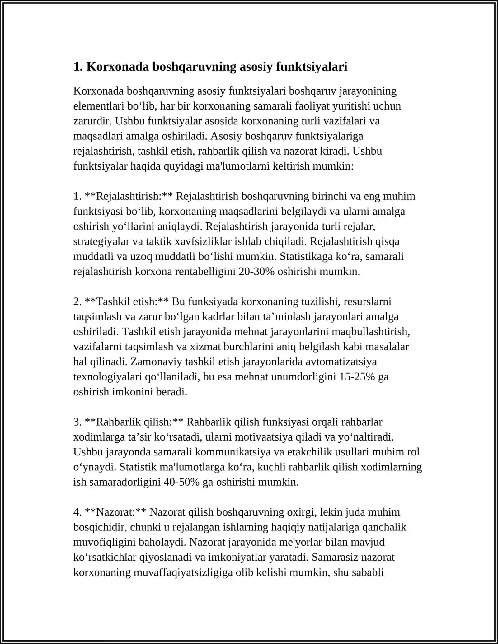 KORXONADA BOSHQARUVNING TASHKILIY TUZILMASI, BOSHQARUVDA MUVOFIQLASHTIRISH VA MOTIVATSIYA 3