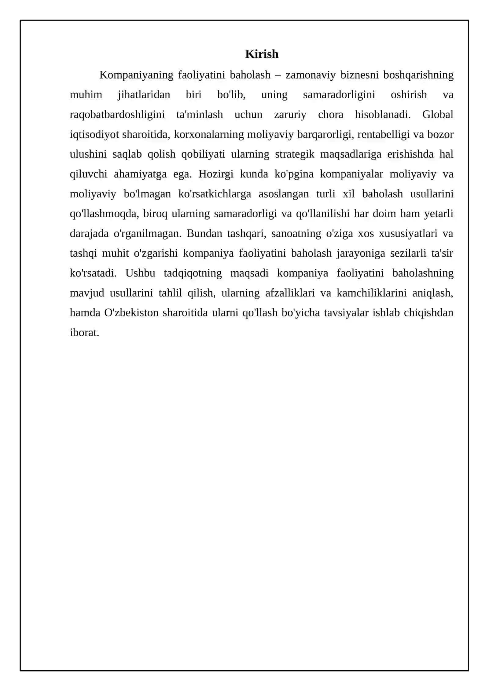 Kompaniyalar samaradorligini baholash usullari 3