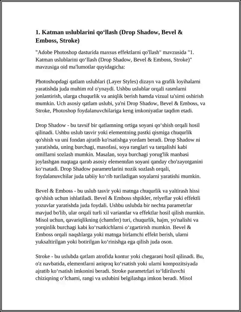 ADOBE PHOTASHOP DASTURIDA MAXSUS EFFEKTLARNI QO'LLASH 3