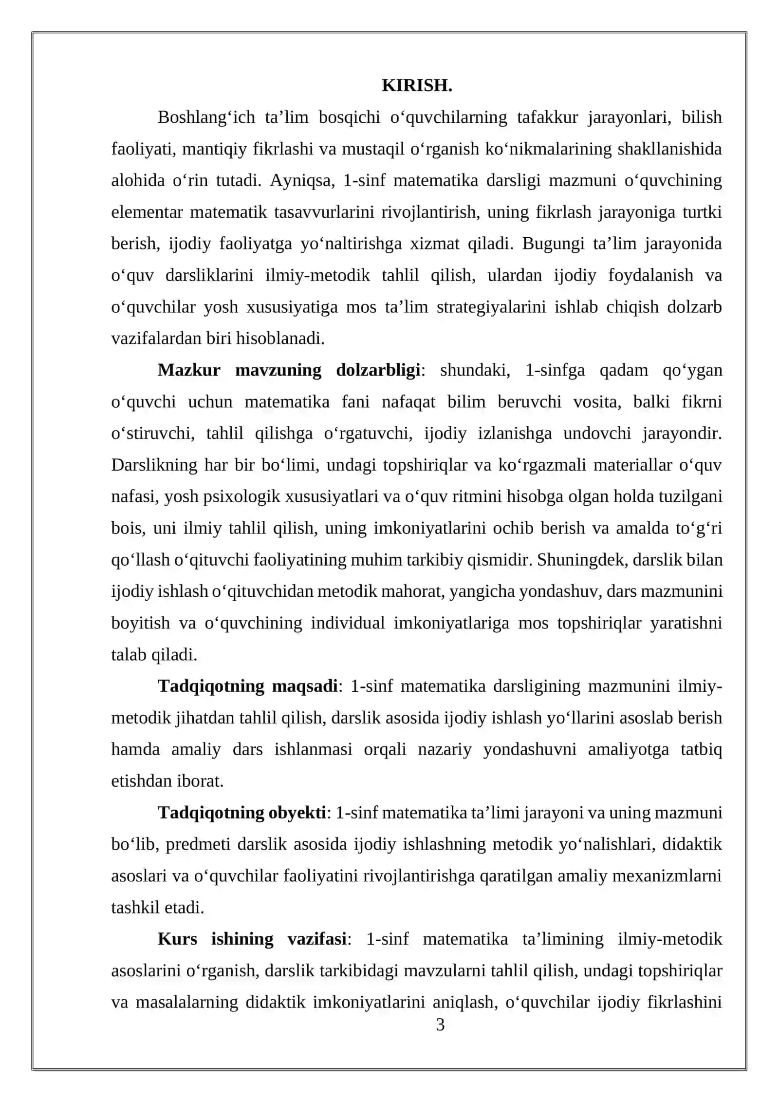 Birinchi sinf matematika darsligida ijodiy ishlash, darslik tahlini amalga oshirish 3