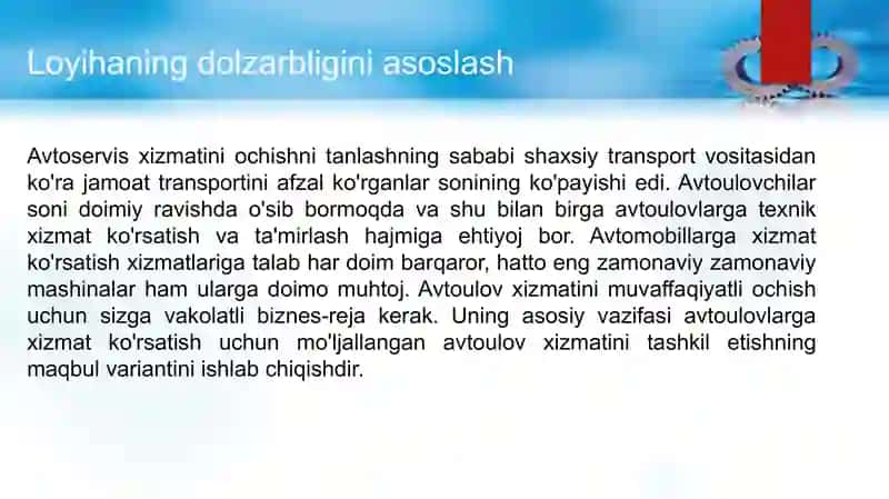 Avtoservis ochish 3