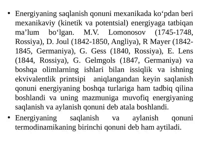 Termodinamikaning1- qonuni. Ichki energiya. Kengayish ishi. Entalpiya. Entropiya 3