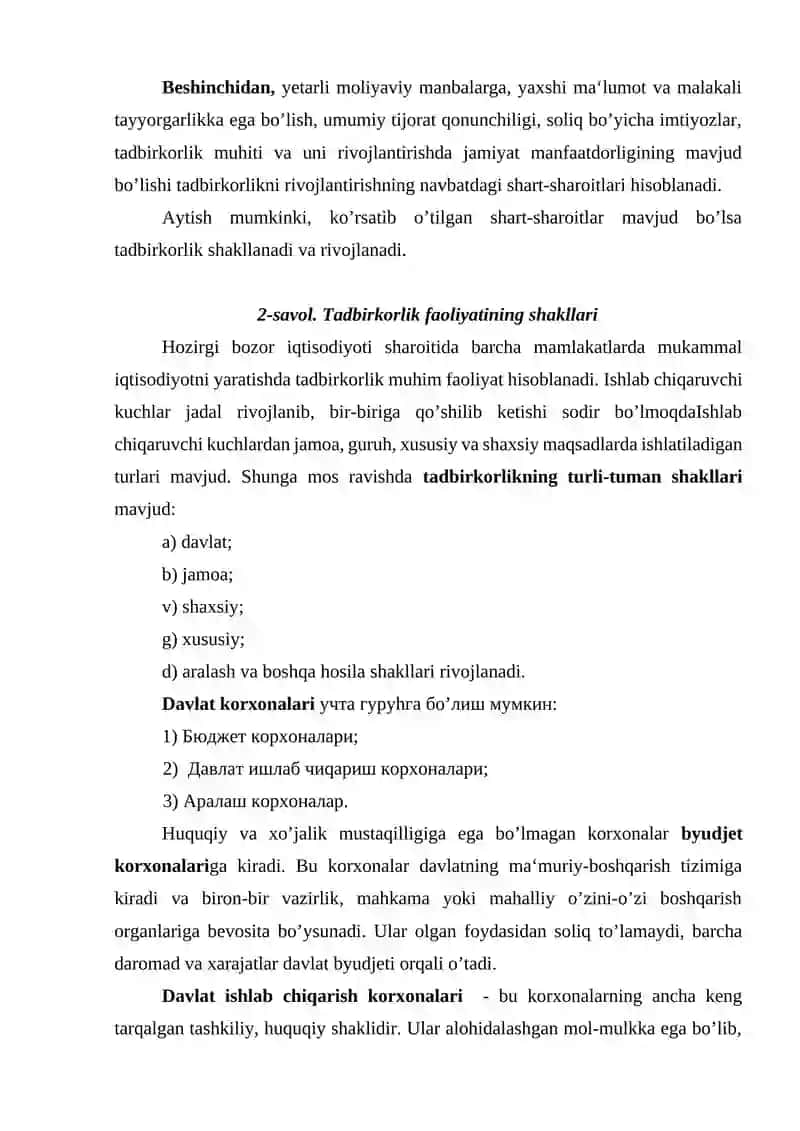 Tadbirkorlik faoliyati 3