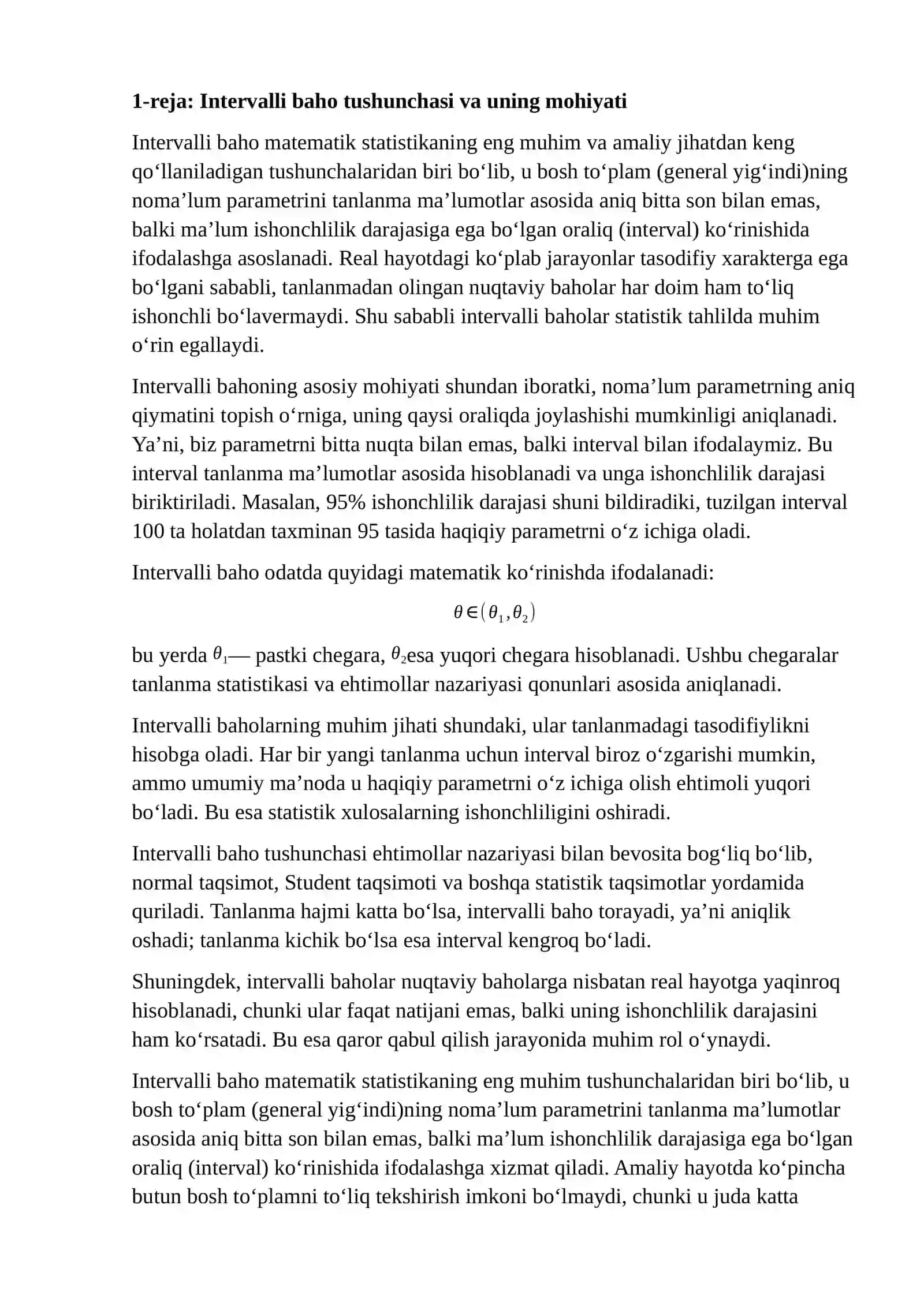 Intervalli baholar 3