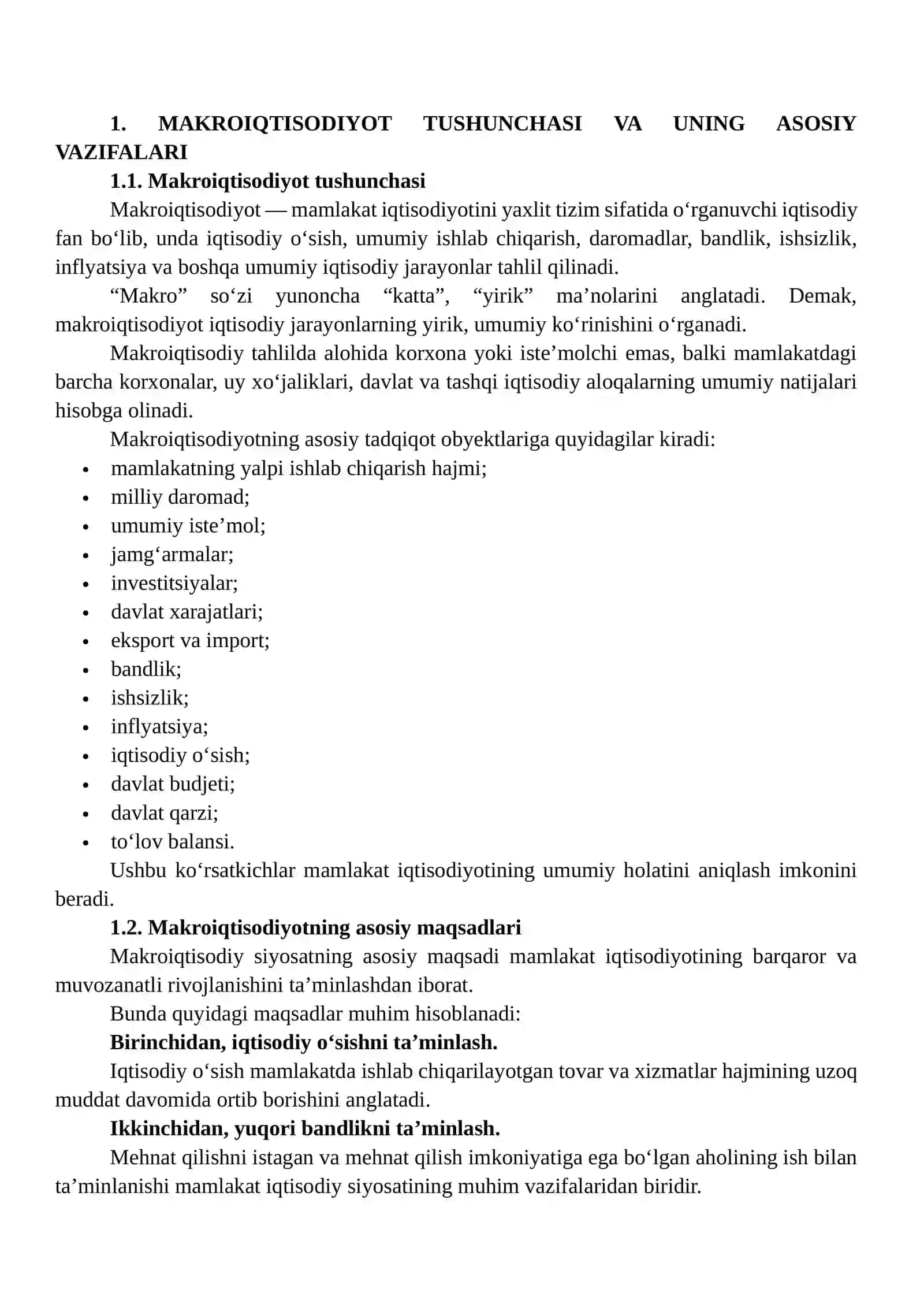 Makroiqtisodiyotning Umumiy Hajm, Daromad va Ish O‘rinlari Kabi Yirik Ko‘rsatkichlari 3