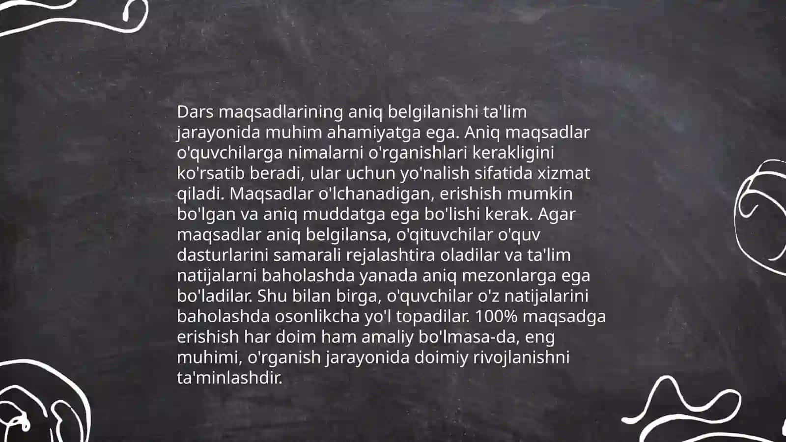 Dars maqsadlarining aniq belgilanishi 3