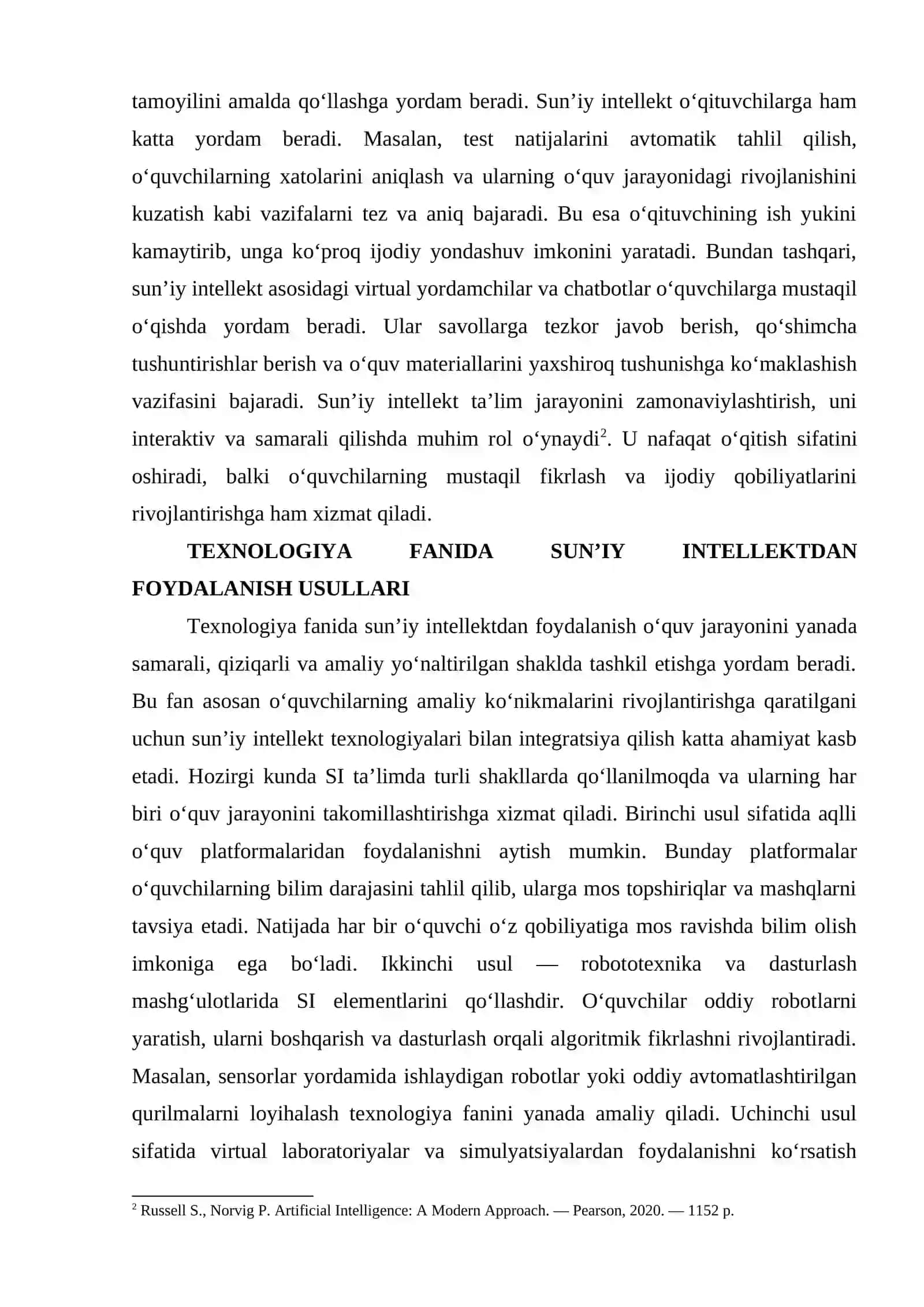 SUN’IY INTELLEKTNI TEXNOLOGIYA FANI MASHG‘ULOTLARIGA INTEGRATSIYA QILISH USULLARI 3