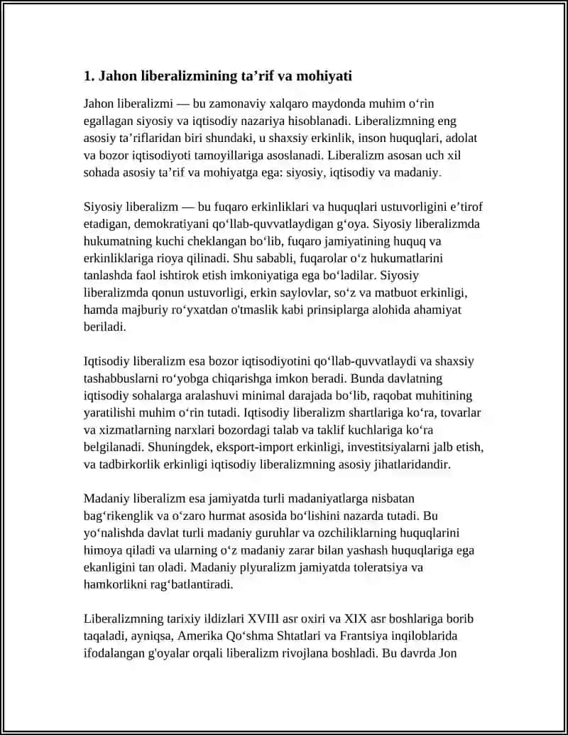 XALQARO MAYDONDAGI JAHON LIBERALIZMI VA UNING ASOSIY TAMOYILLARI 3