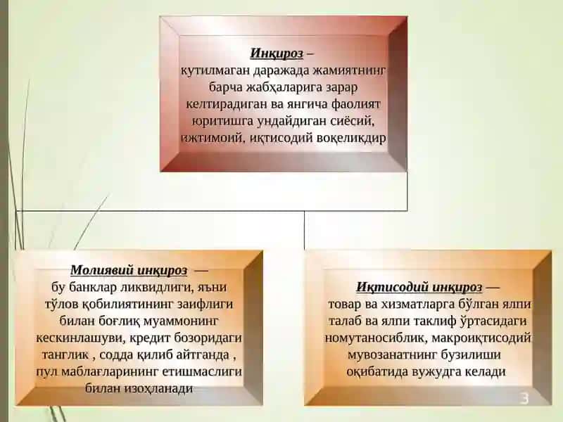 ЖАҲОНИҚТИСОДИЙ ИНҚИРОЗИНИНГ ЎЗБЕКИСТОН ИҚТИСОДИЁТИГА ТАЪСИРИ ҲАМДА УНИНГ ОҚИБАТЛАРИНИ ОЛДИНИ ОЛИШ ВА ЮМШАТИШГА АСОС БЎЛГАН ОМИЛЛАР 3