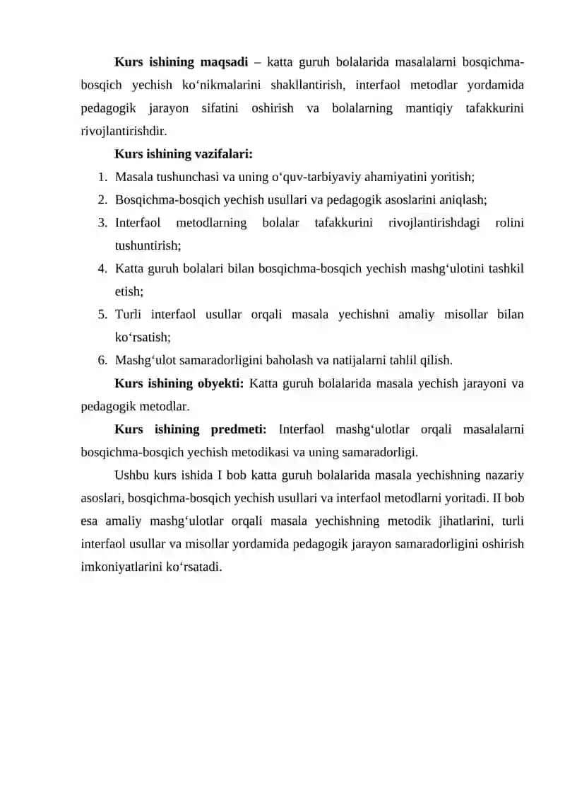 Masalalarni bosqichma bisqich yechish bo'yicha interfaol mashg'ulot 3