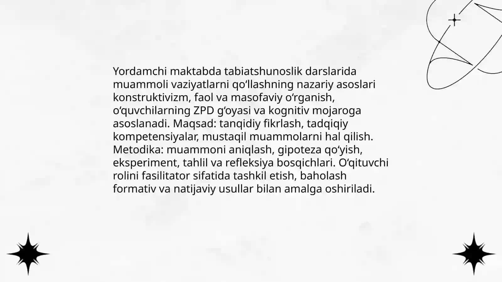 Yordamchi maktab tabiatshunoslik darslarida muammoli vaziyatlarni qollashi 3