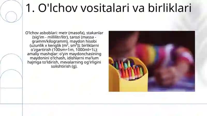 Boshlangʻich sinflarda vaqt hajm yuza massa masofa sigʻimni oʻrgatish 3