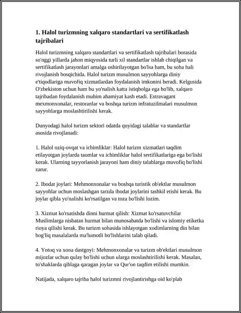 HALOL TURIZM: XALQARO TAJRIBA VA O’ZBEKISTON UCHUN ISTIQBOLLAR 3