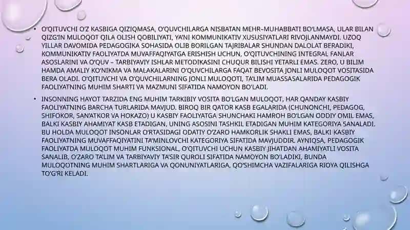 O‘qituvchining pedagogik muloqot qonuniyatlarini puhta bilish 3