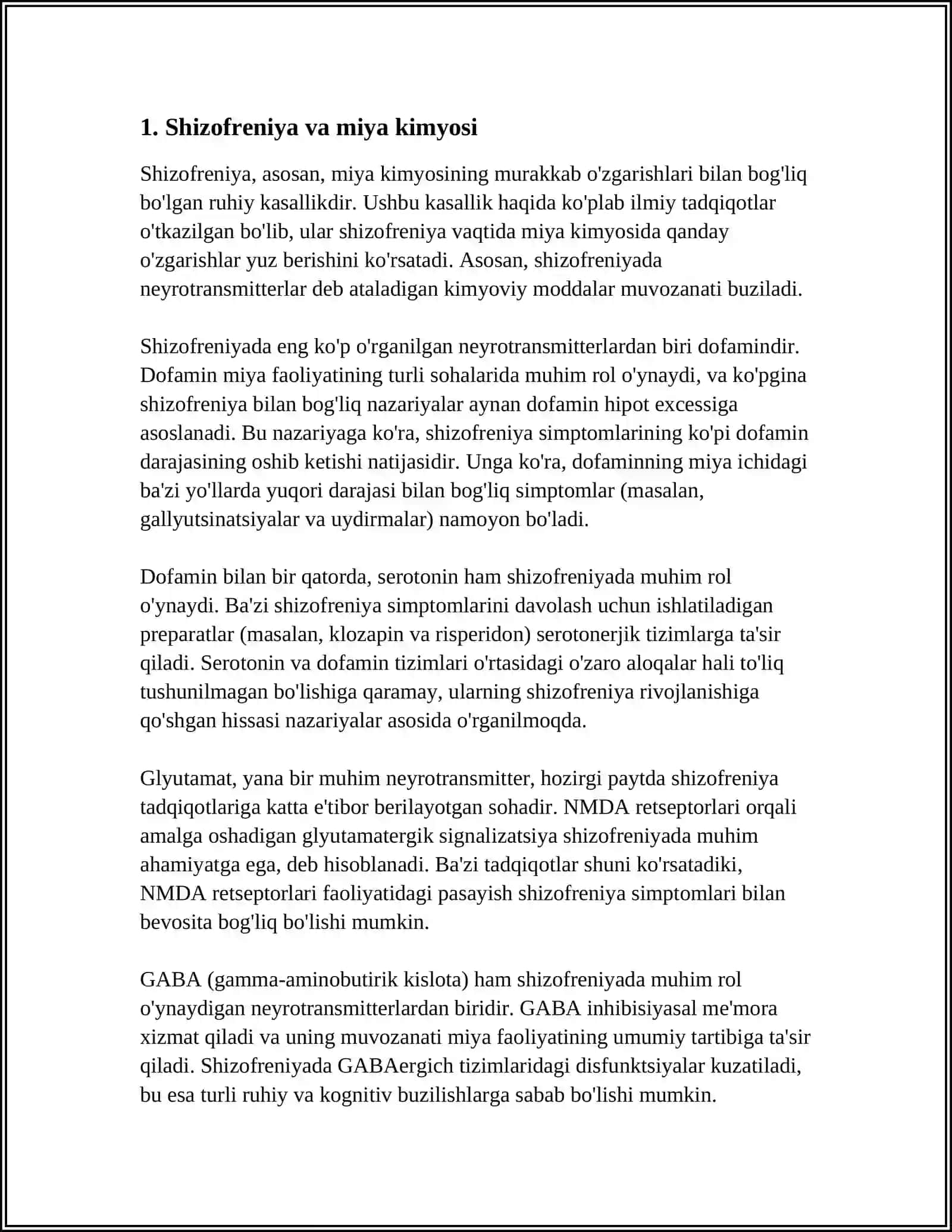 SHIZOFRENIYA- BIOXIMIK VA GENETIK OMILLAR 3