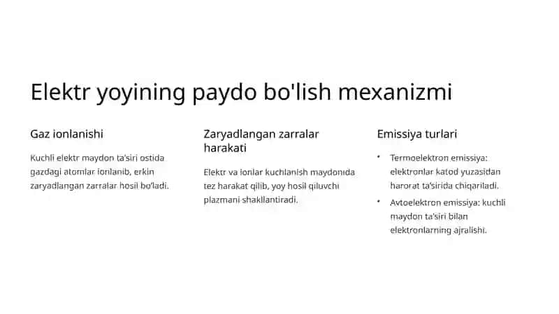 Elektr yoyi, fizik hodisalar, o'zgarmas tokda yoyni yoqish va o'chirish asoslari 3