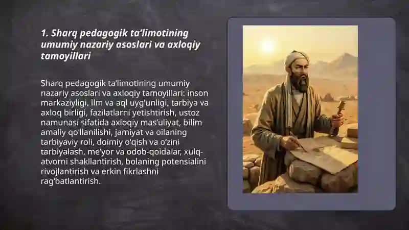 Sharq pedagogik taʼlimotida taʼlimiy-axloqiy qarashlar 3