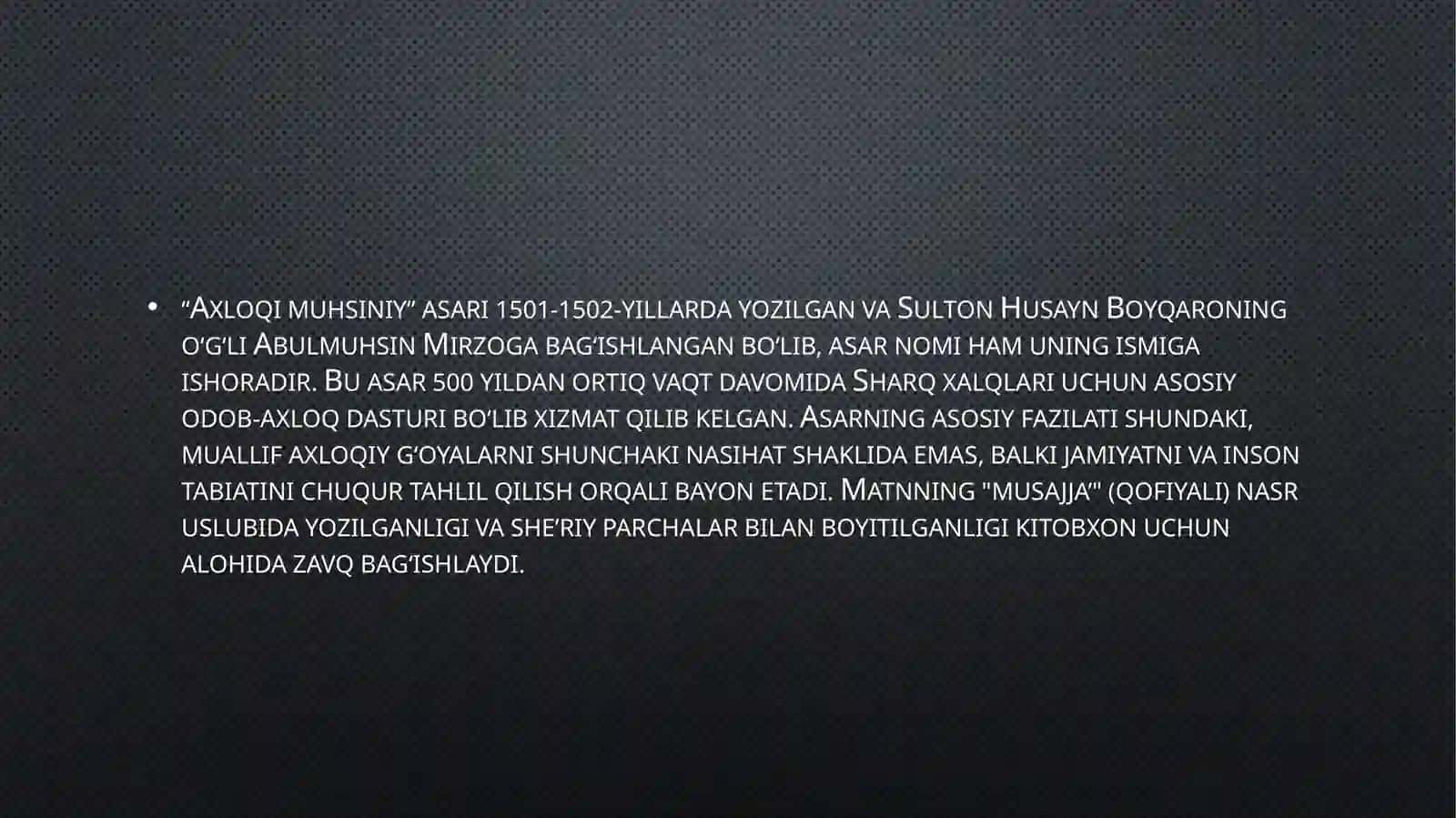 Husayn Voiz Koshifiy va “Axloqimuhsiniy” asarining yaratilishi 3
