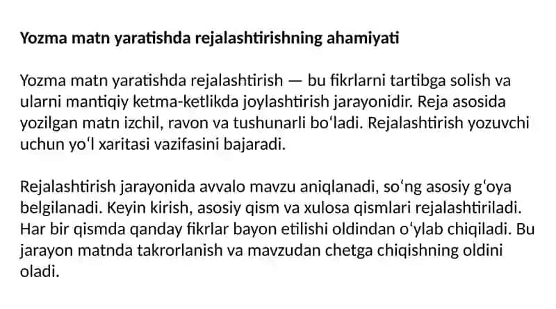 Qanday yozish kerak. Yozma matn yaratish rejalashtiridh 3