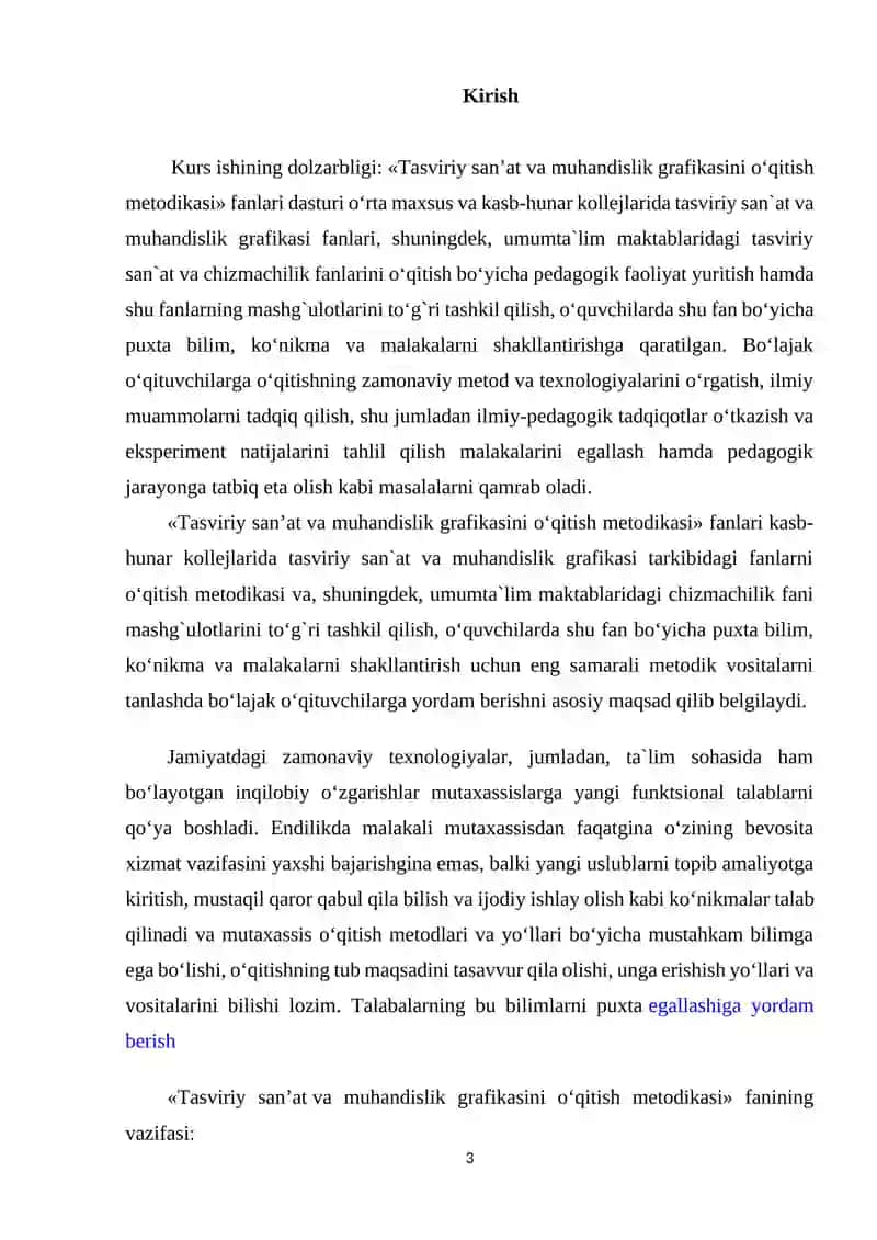 Tasviriy san’at o’qitish metodikasi fani, uning maqsad va vazifalari 3