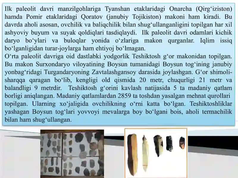 O‘rta Osiyoning ilk poleolit davri ibtidoiy manzillari 3