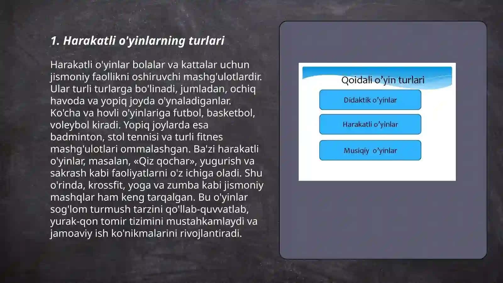 Harakatli o'yinlarning turlari va mazmuni 3