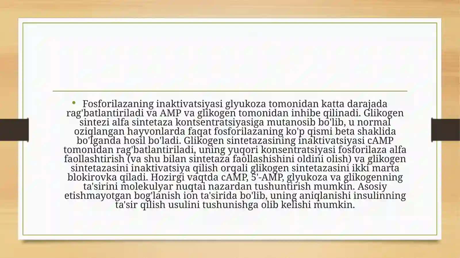 Jigarda glikozin va glikoneogenezni boshqarilishi 3