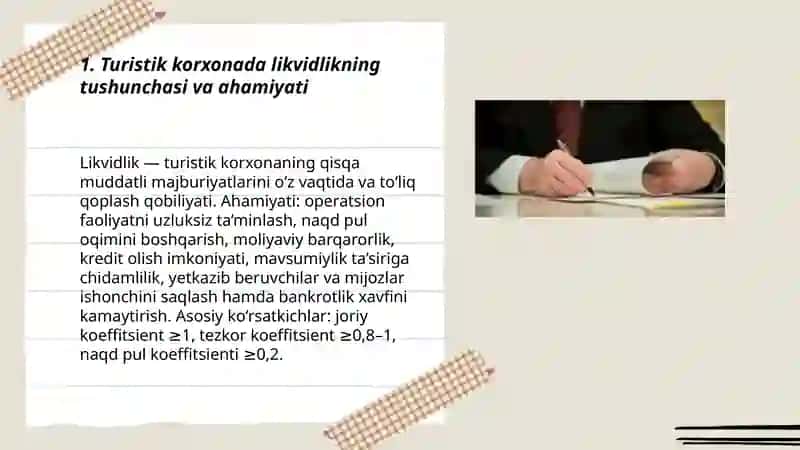 Turistik korxonada likvidlik tahlili 3