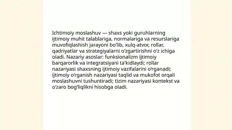Ichtimoiy moslashuv tushunchasi va uning mazmuni 3