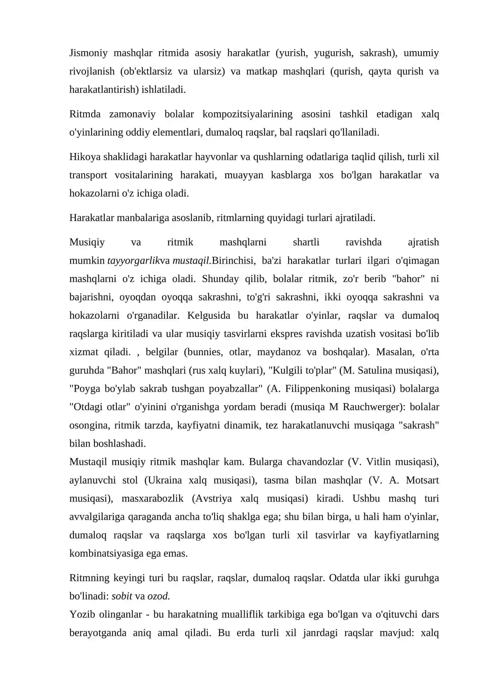 MUSIQIY RITMIK HARAKATLARNI BAJARISH ASOSIDA MUSIQA IDROKINI SHAKLLANTIRISH 3