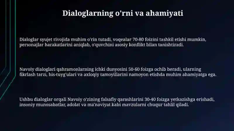Navoiy asarlaridagi dialoglar ustida ishlash 3