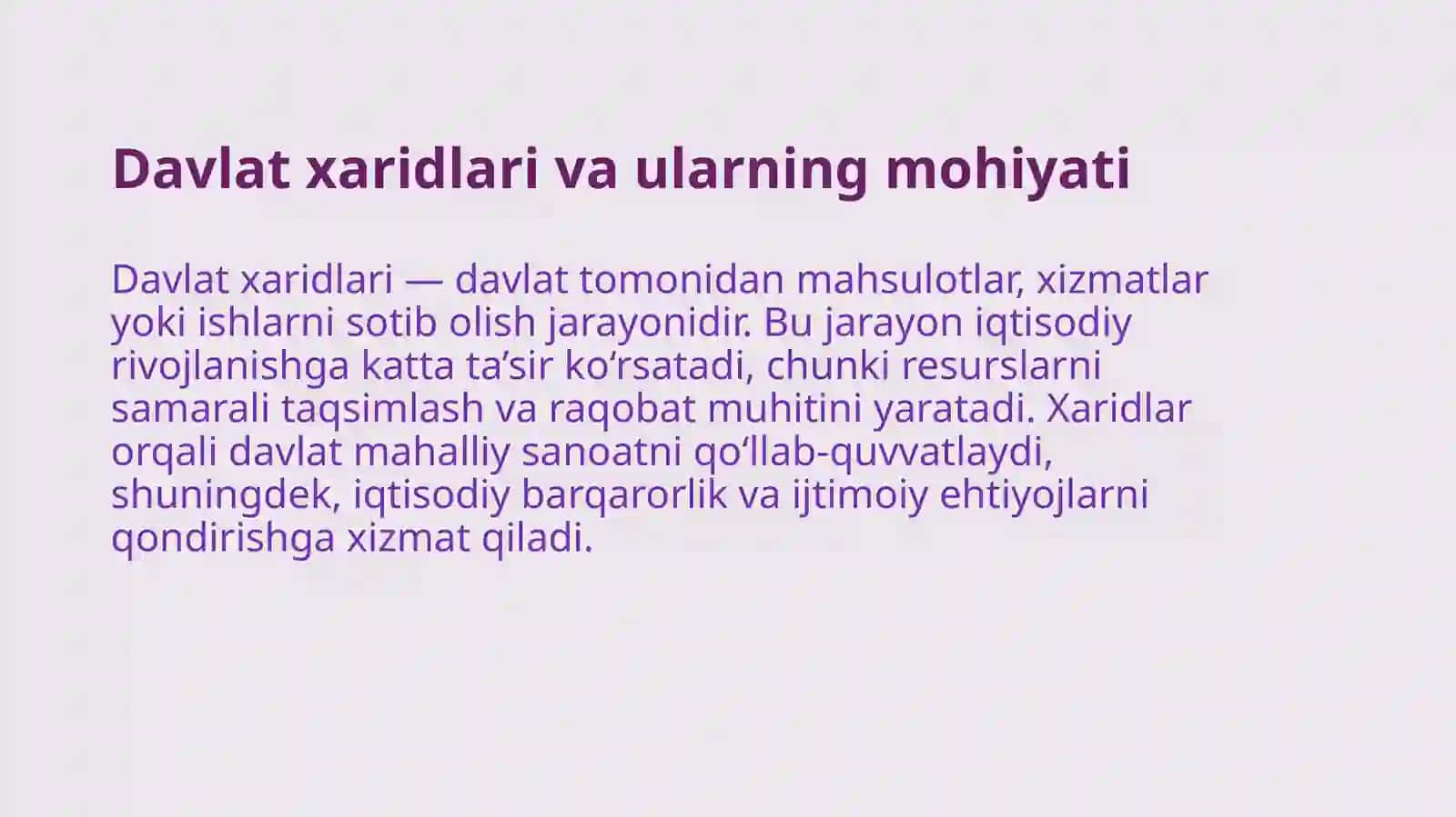 Davlat xaridlarining mamlakatning iqtisodiy rivojlanishiga ta’siri 3