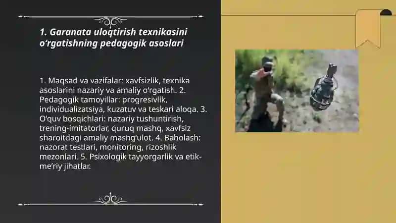 Garanata uloqtirish texnikasini oʻrgatish uslubyati 3