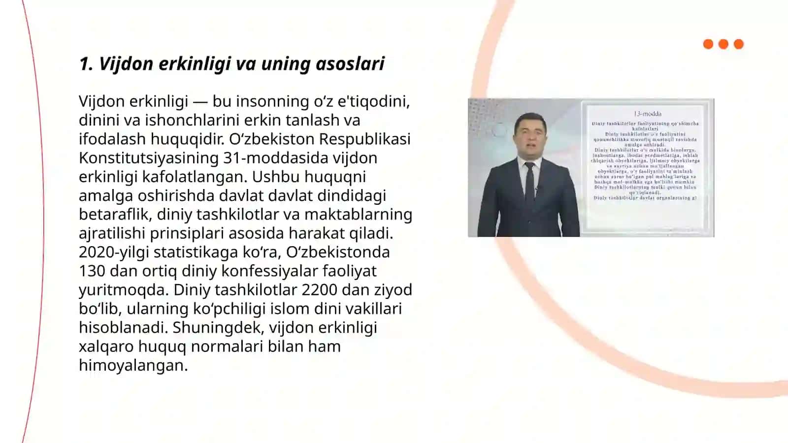 Vijdon va din erkinligi. So'z va fikr erkinligi 3