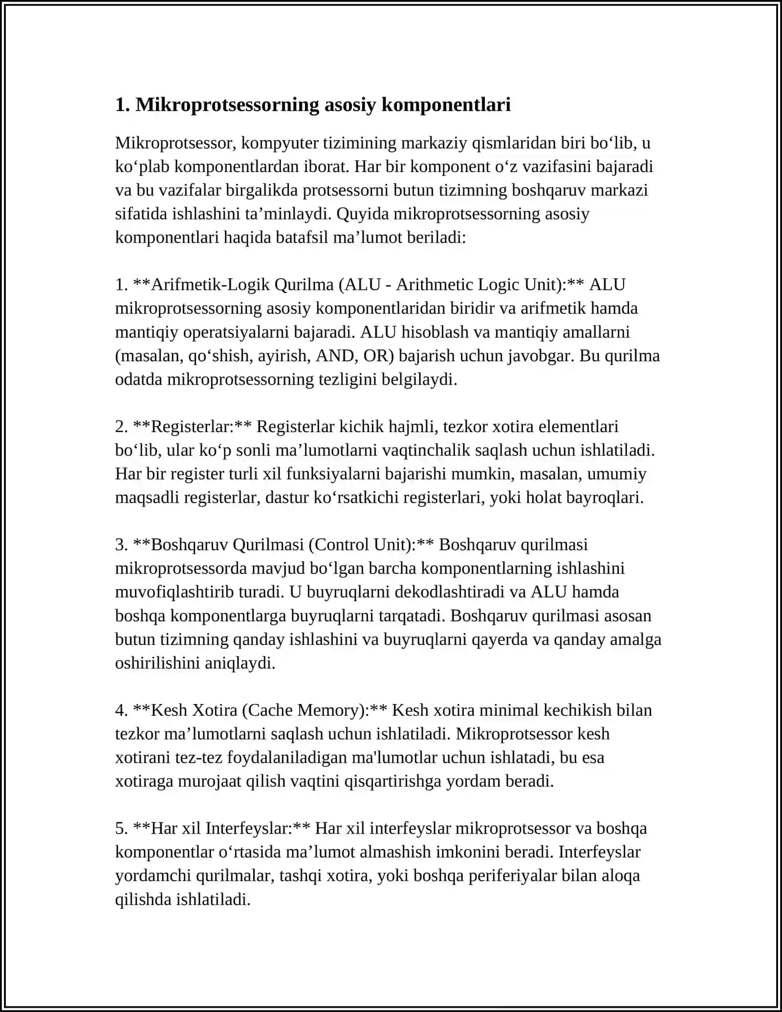 MIKROPROTSESSORNING STEKLI ARXITEKTURASI 3