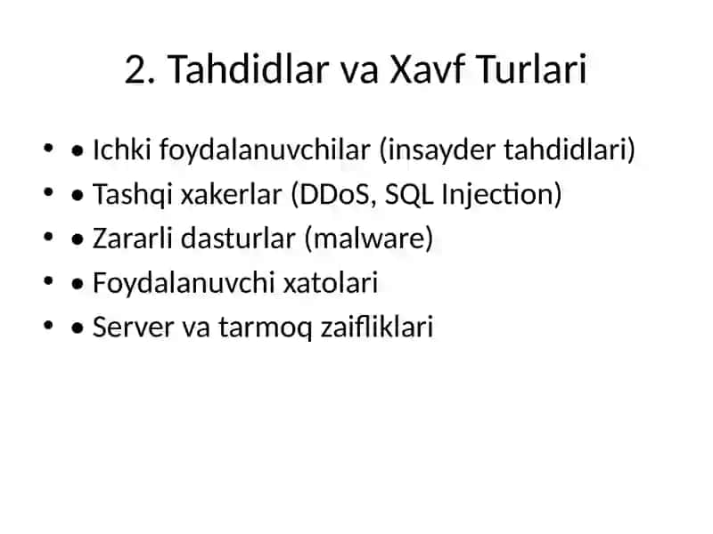 Berilganlar Bazasi Xavfsizligi 3