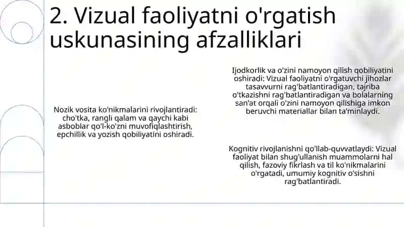 Maktabgacha TaʼLim Tashkilotlarida Tasviriy Faoliyat MashgʻUlotlari Jihozlaridan ToʻGʻRi Foydalanishga OʻRgatish Slayd 3