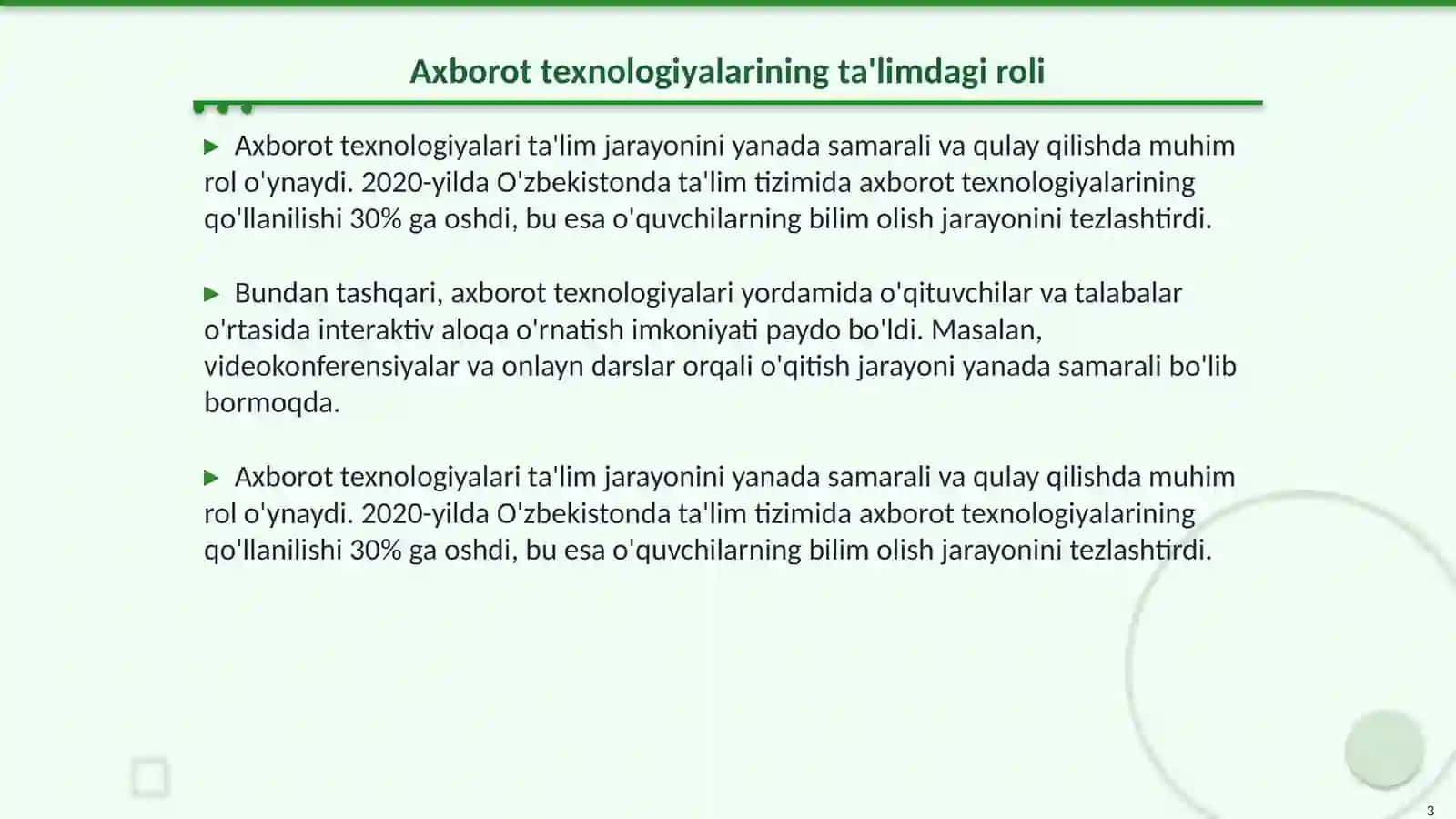 Axborot texnologiyalari yordamida mustaqil ta'limni tashkil etish 3