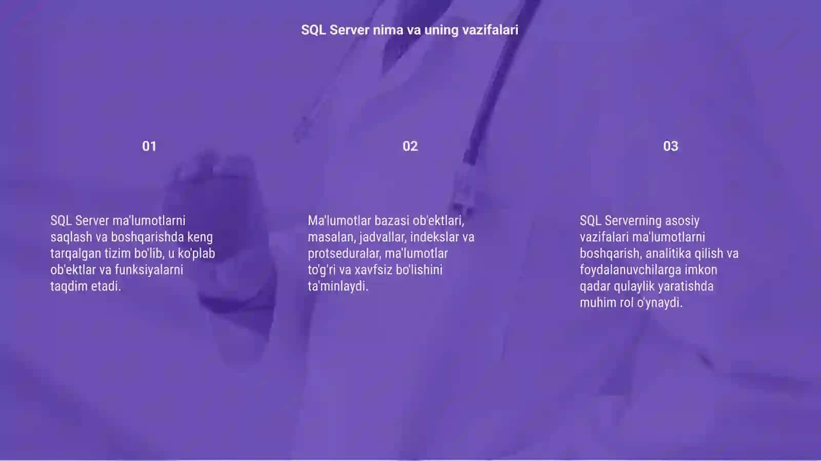 SQL SERVER va uning tuzilmasi 3