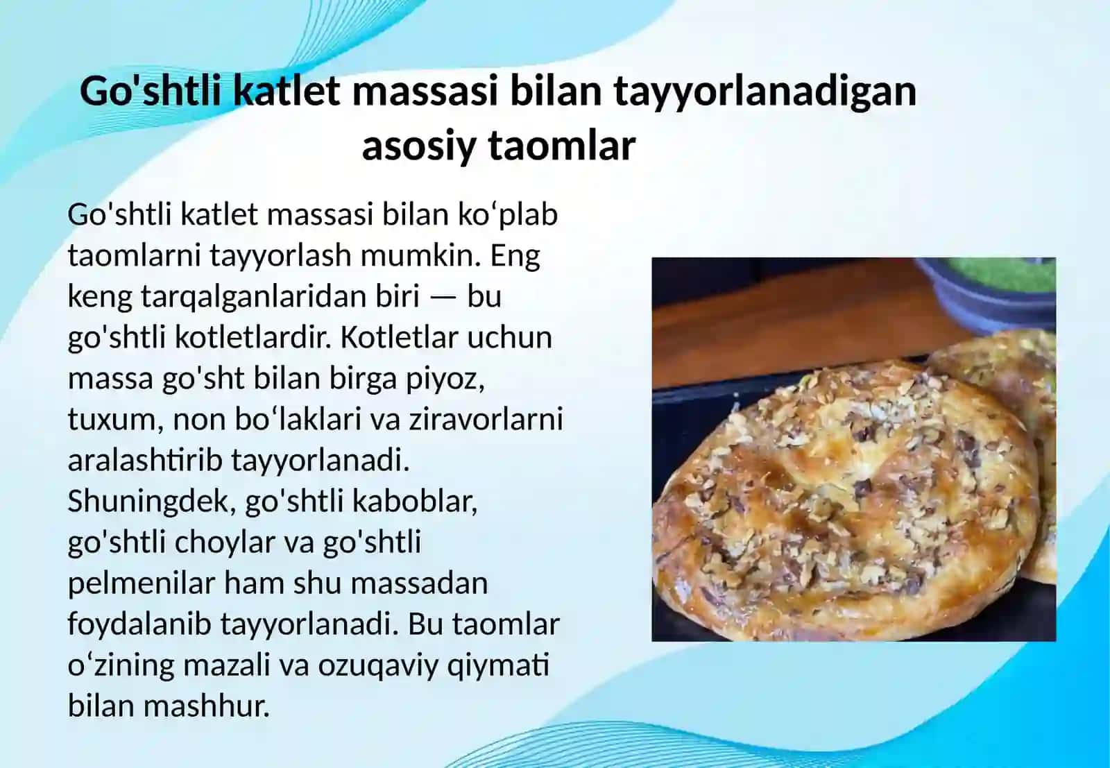GO'SHTLI KATLET MASSASIDAN TAYYORLANADIGAN TAOMLAR 3