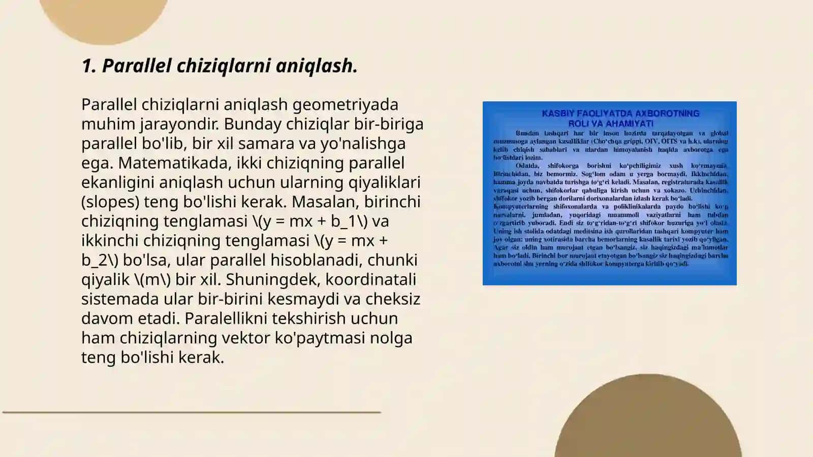 Paralel chiziqlar va burchaklar proyeksiyalari 3