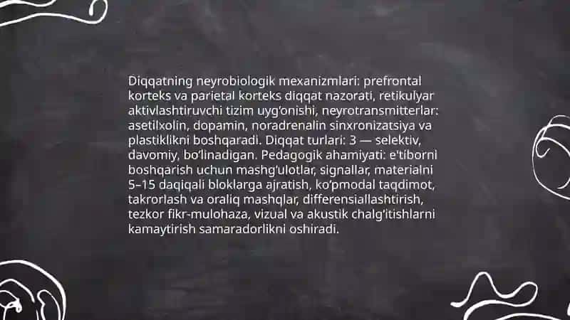 Diqqat,xotira, tafakkurni neyropedogogik asoslari. Nazariy va amaliy yondashuvlar 3