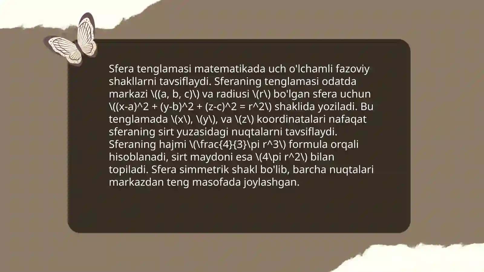 Sfera Tenglamalari 3