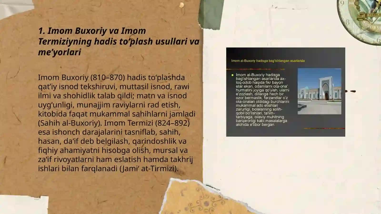 Imom Buxoriy va Imom Termiziyning hadis ilimiga qoʻshgan hissalarini solishtirish analizi 3